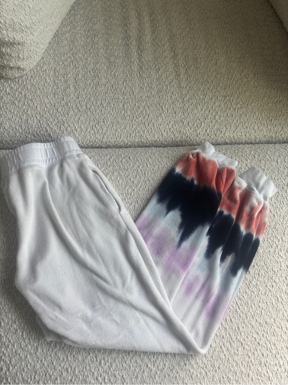 Electric & Rose White Tie-Dye Joggers with Coral, Navy & Lavender Accents